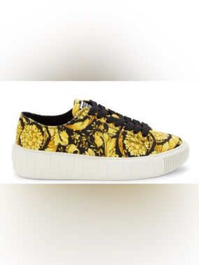 💛NEW!! VERSACE Gold & Black Barocco Greca Platforms EU 36.6/US 6.5